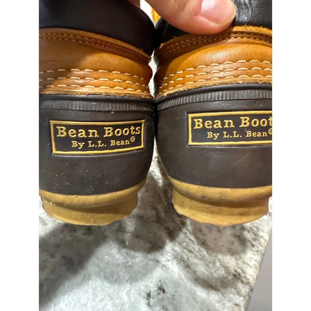 L.L.Bean Men's Bean Boots,‎ Gumshoes in tan leather and brown rubber Size 9